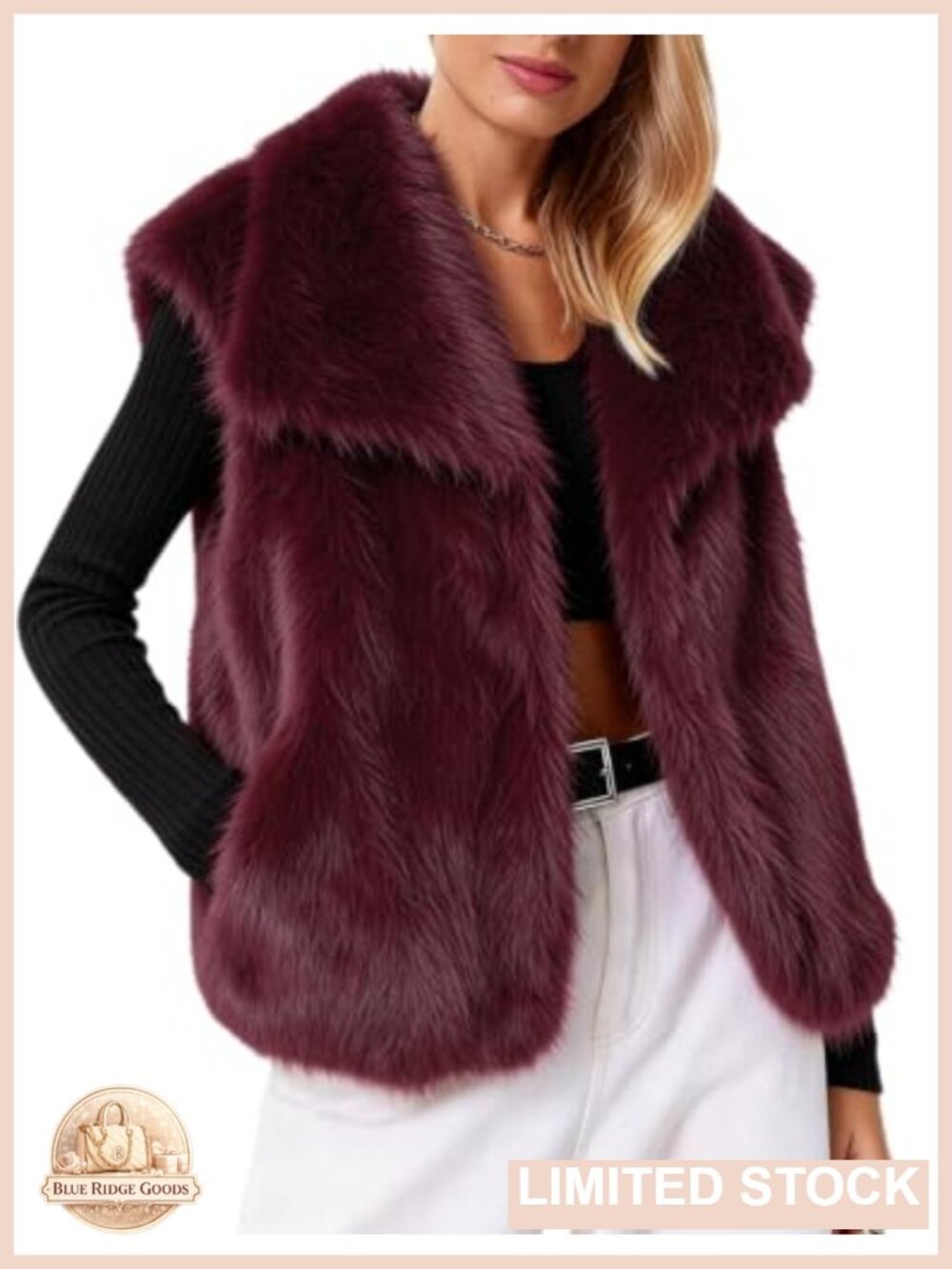 Faux Fur Vest Sleeveless Cropped Lapel Fluffy Winter Jacket